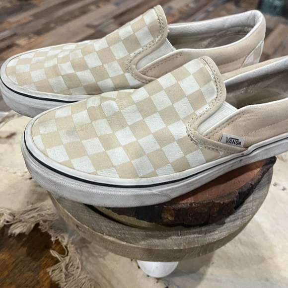 Vans Checkered Slip-On Shoes - Cream and White - Picture 2 of 6